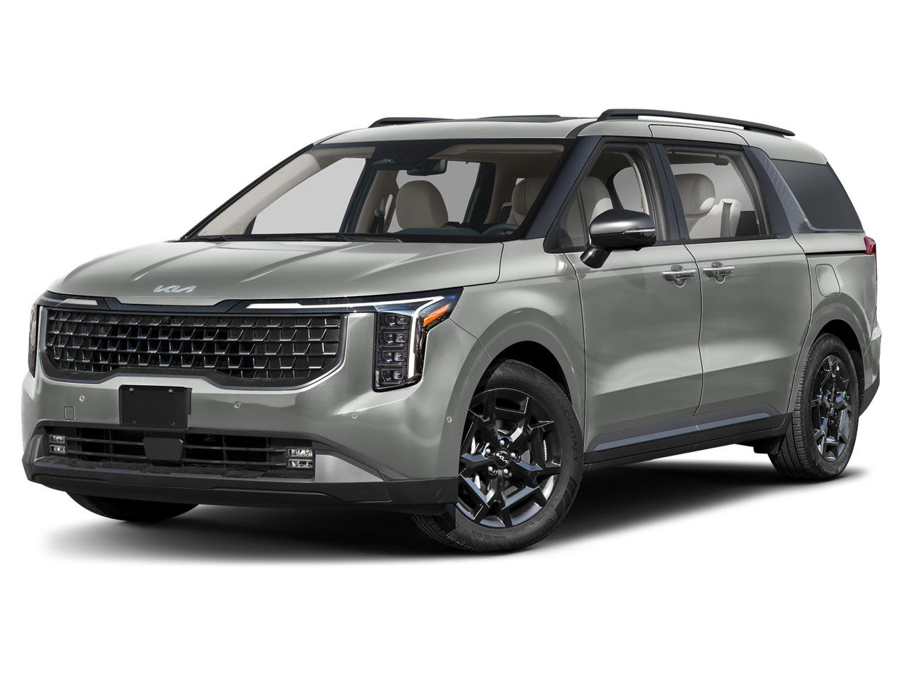 2026 Kia Carnival SX Prestige in Ceramic Silver — front three-quarter view